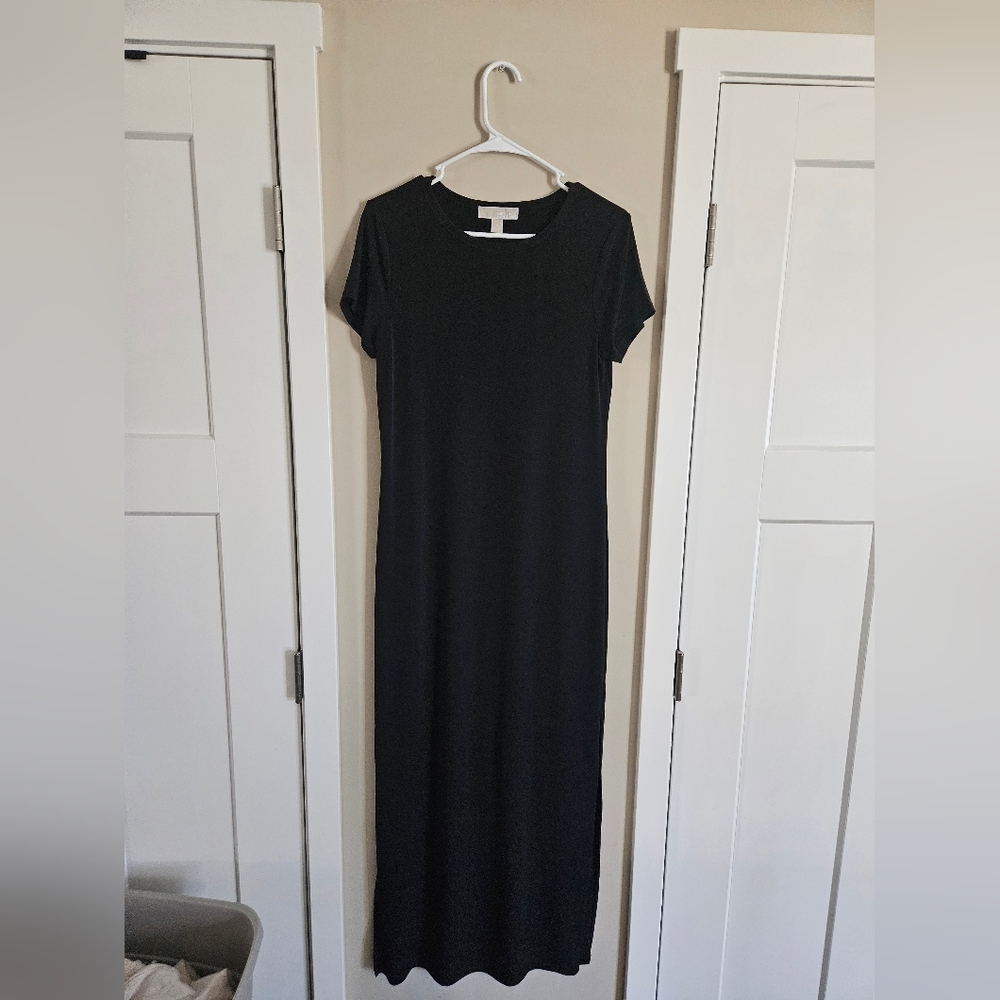 Michael kors MK all black thin maxi shirt dress Minimalist dinner event party s